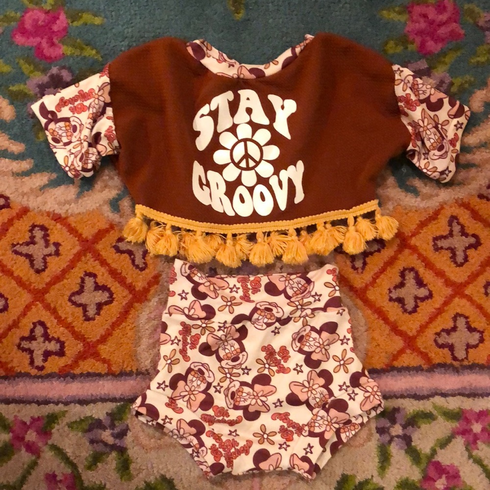 Stay Groovy 2 piece outfit for baby girl